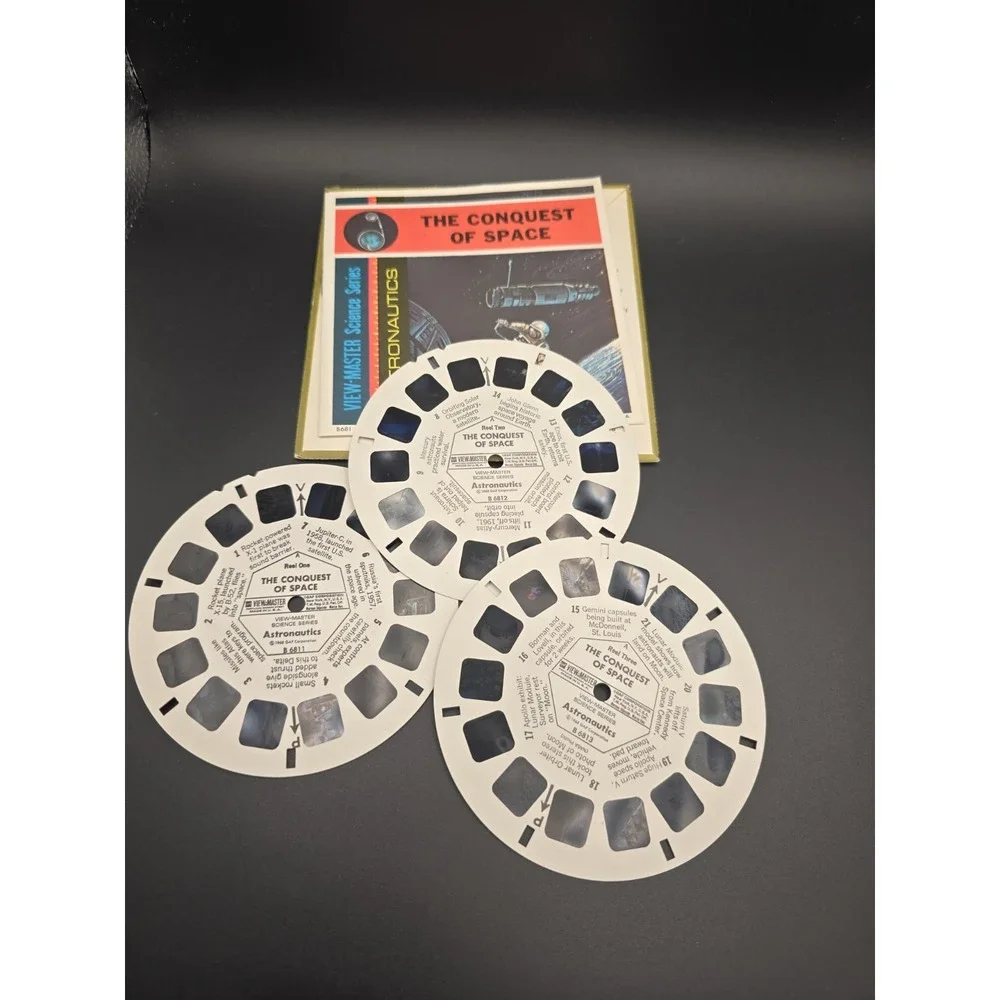 1968 Conquest of Space View Master 3 Reel Set & Book Packet B681 Astronautics